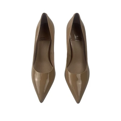 Bomba de tacón de aguja Jeffrey Campbell charol tostado punta minimalista talla 10 Foto 1 de 4