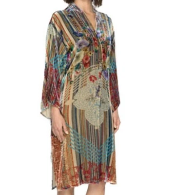 Vestido longo túnica de veludo Johnny Was Stine XXL - Imagem 1 de 4