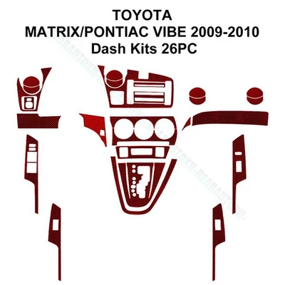 For Toyota Matrix 2009-2014 Red Carbon Fiber Interior Full Sets Cover Trim Kit Foto 1 de 4
