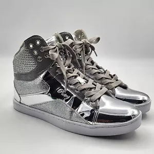Pastry Pop Tart Glitter High Top Sneakers Silver Metallic Womens Shoe Size 10M - Picture 1 of 8