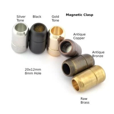 Magnetic clasp leather cord tip 20x12mm Raw brass, Silver Tone Gold Tone 2081 - Image 1 of 4