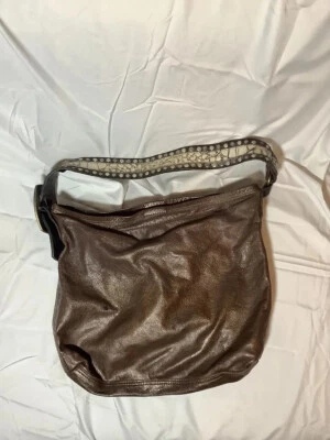 Leaterock Bolso de Mano Marrón con Manchas Doradas Swaovski Cristal Hebilla Cartera Grande Foto 1 de 4