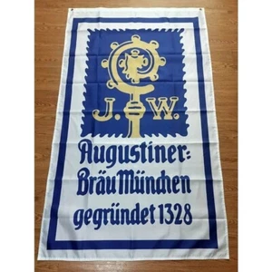 Augustiner Brau Munchen letrero bandera bar vajilla decoración pared hombre cueva - Imagen 1 de 6