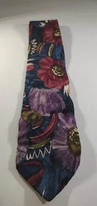Men's Necktie Floral Pattern Muti Colored -100% Silk Unbranded Made In USA - Picture 1 of 9