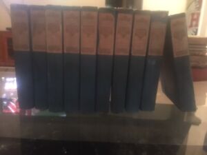Antique Rudyard Kipling 10 Volume Set Blue Hardcovers Illustrated 1909