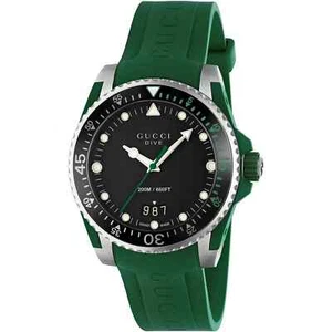 GUCCI Dive YA136310 40MM Men's Green Rubber Watch - Picture 1 of 8
