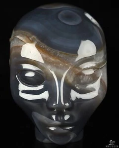 Geoda de ágata tallada de 4,2" hada elfo alienígena cristal calavera acompañante escultura - Imagen 1 de 8