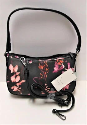 A New Day Small Black Crossbody Floral Purse 2 straps NWT - Image 1 of 3