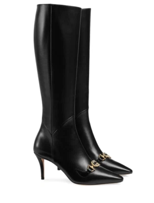 GUCCI Z126107 Zumie Botas de Vestir Altas de Cuero Negro para Mujer Talla 39.5 / 9.5 EE. UU. Foto 1 de 4