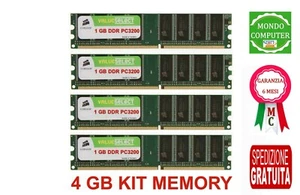 4 GB KIT MEMORIA / RAM DDR (4 X 1 GB) 400 MHZ PC3200 PC FISSO VS400G1 CORSAIR - Imagen 1 de 1