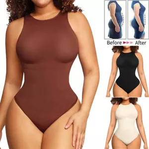 Bodysuit for Women Tummy Control Racerback Top Body Sculpting Shaper High Neck - Picture 1 of 16