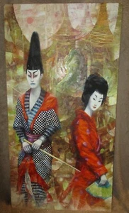 George Russin (1910-2010) Original Art Oil on Board Japanese Figures  - Picture 1 of 9