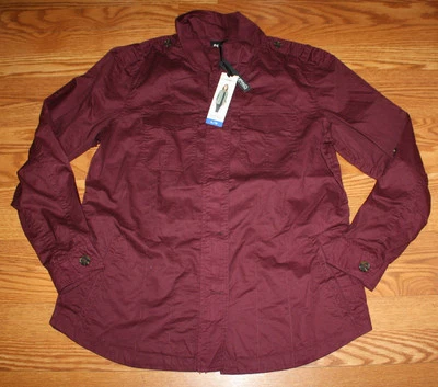 NUEVO CON ETIQUETAS Mujer David Britton BUFFALO Militar Granate Chaqueta Camisa Mangas con lengüeta enrollable S Foto 1 de 2