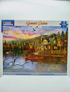 Jigsaw Puzzle White Mountain Puzzles Sunset Cabin 500 Piece NEW SEALED - Picture 1 of 2