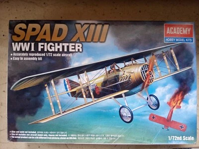 Spad XIII WW1 fighter Academy kit di montaggio in scala 1:72 come nuovo - Immagine 1 di 4