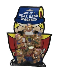 Vintage Bear Band Magnets Set Of 6 Googly Eyes - Picture 1 of 9