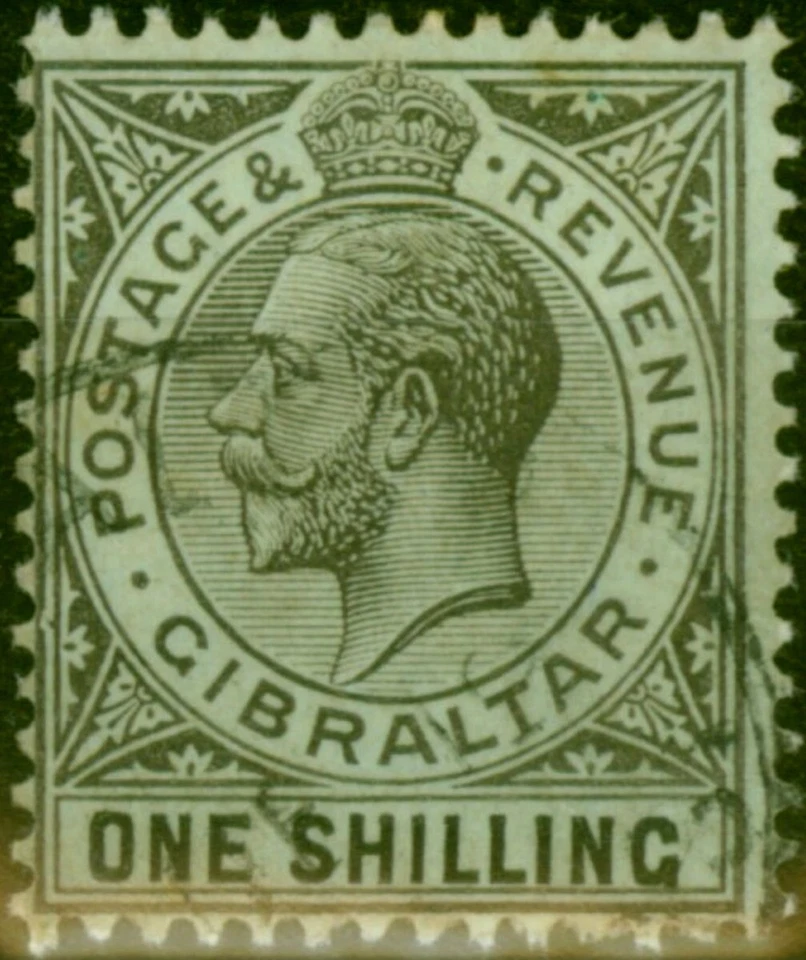 Gibraltar 1919 1s on Blue-Green Olive Back SG81b Fine Used - Image 1 of 1