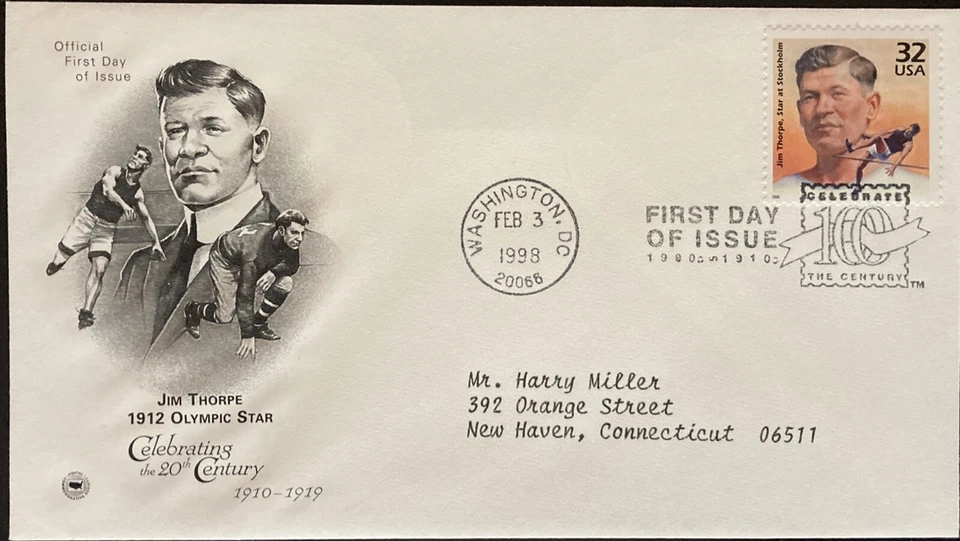 FDC~1998 JIM THORPE, 1912 OLYMPIC STAR - Image 1 of 1