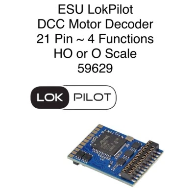 ESU LokPilot V5.0 DCC Motor Decoder ~ 21 Pin 4 Functions ~ HO or O Scale  59629 - Image 1 of 2