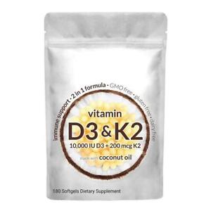 Vitamin D3 K2 Supplement Softgels, 300 pcs Vitamin D3+K2 Capsules
