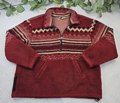 VTG Woolrich Men's Red Fleece All Over Graphic Size 2XL Made in USA 1/2 Zip - Image 1 of 4
