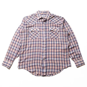 Vintage Levi's Polycotton Western Shirt Mens LARGE Check Snap Button Lightweight - Picture 1 of 20