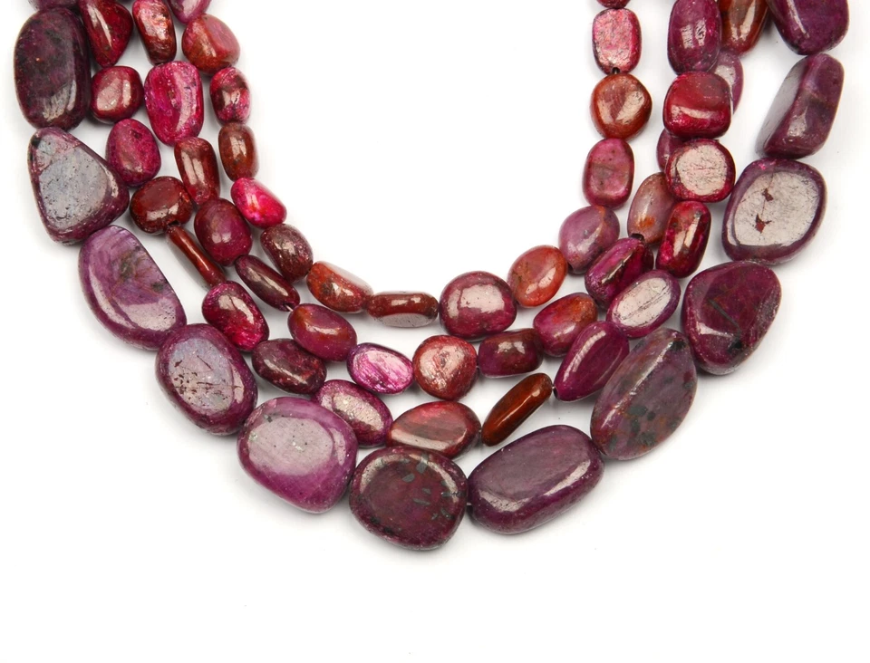 Natural Ruby Beads 8 Inch Strand 4x5-5x7 MM Gemstone Beads Smooth Nugget Shape - Image 1 of 4