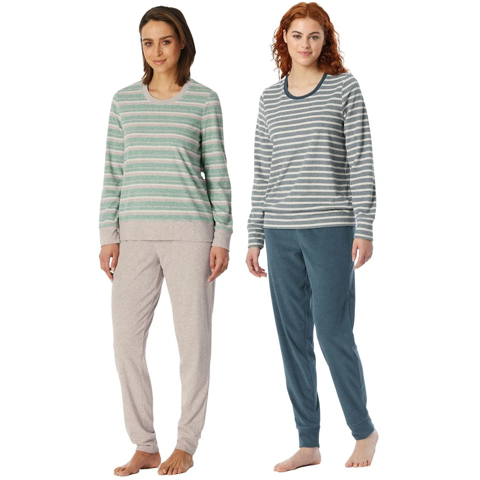 SCHIESSER Damen Pyjama Schlafanzug lang Casual Essentials Rundhals Frottee warm  - Bild 1 von 1