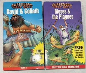 Vintage 1993 Superbook Video Bibel VHS 2er Set Videos Cartoon Bibel Geschichten - Bild 1 von 1