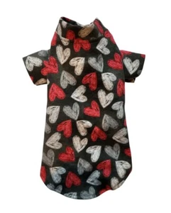 Sketch Hearts Valentine's Flannel Night Shirt Dog Puppy Pet Clothes 4xs - Small - Picture 1 of 4