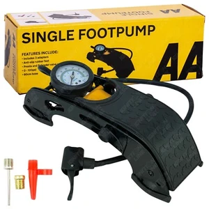 AA Heavy Duty Foot Pump Single Barrel Cylinder Car Van Bike Tyre Air Inflator - Picture 1 of 2