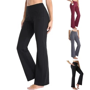 Women's Yoga Pants Leggings Casual High Waist Flared Joggers Sweatpants Ladies - Picture 1 of 14