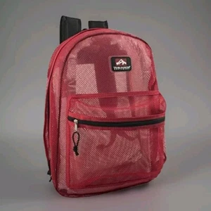 Roter Netzrucksack transparent durchsichtig Rucksack mit gepolsterten Trägern - Bild 1 von 9
