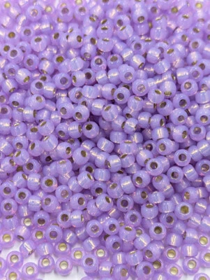 Vintage Glass Beads Myuki Japan Silver Lined Violet Opal 8/0 23g C33-117 - Image 1 of 4