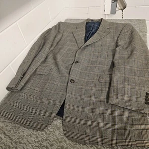 Arnold Brant Blazer Mens 42R Gray Plaid Wool Blend Sport Coat - Picture 1 of 10