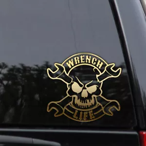 Wrench Life Mechanic Decal Sticker Skull Biker Harley Davidson Window Truck Car - Foto 1 di 2