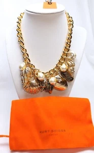 Kurt Geiger London Signature Eagle & Shell Bib Shore Charm Necklace $188 New - Picture 1 of 5