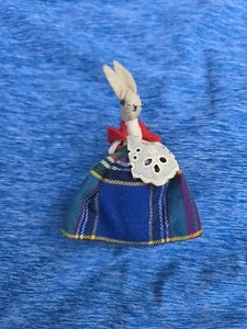 Vintage Miniature 3.5" Wool Felt Bunny Rabbit Dressed Anthropomorphic Doll - Picture 1 of 8
