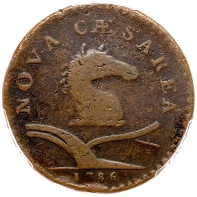 1786 M 11-H R-6 PCGS F Details Cuneiform Shield New Jersey Colonial Copper Coin - Image 1 of 3