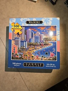 WAIKIKI Beach DOWDLE Folk Art 16x20" Puzzle 500 Pieces Complete BRAND NEW - Picture 1 of 5