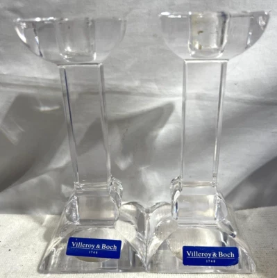 Villeroy & Bosh 1748 Juego de 2 Candelabros Siena Plomo Cristal Austria 6" Foto 1 de 4