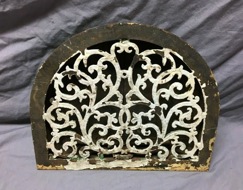 Antique Cast Iron Arch Top Shabby White Heat Grate 11x13 Register VTG 353-22B Cover