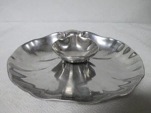 Cuenco y plato de metal vintage Wilton Mount Bruce Fox Design Joy PA EE. UU. astillas y inmersión - Imagen 1 de 17
