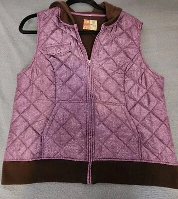 Chaleco acolchado con cremallera completa estampado XL con volantes tallados para mujer Chaqueta con bolsillos de poliéster Foto 1 de 4