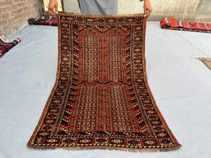 Vintage Afghan Hand-Knotted Low Pile Tribal Wool Rug - Rare Ali Khuja Area Rug - Picture 1 of 11