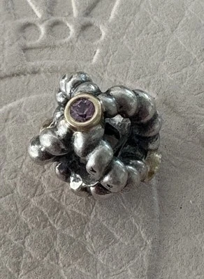 Authentic Pandora Two-Tone Binding Beauty Charm 14k Gold Pink Sapphire Vintage - Image 1 of 4