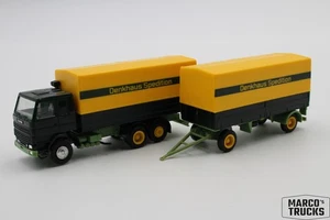 Herpa Scania 142 V8 trailer truck green/yellow "Denkhaus Spedition" 822001 1:87  - Picture 1 of 1