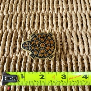 India Brass Metal Artisan Black Brown Turtle Vintage Belt Buckle by Golden Hands - Picture 1 of 4