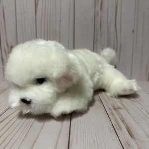 Bearington Collection Maltese Dog Plush Realistic White Laying Down 12 Inch - Picture 1 of 12