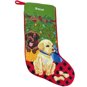 L.L. Bean Wool Christmas Stocking Dogs Chocolate Lab Labrador Puppies Holiday - Picture 1 of 7
